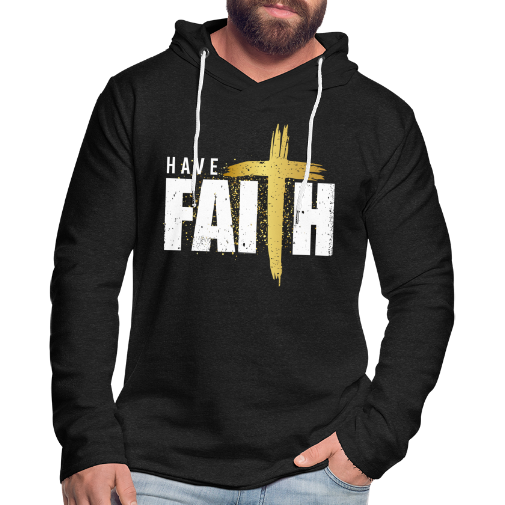 Have Faith Lightweight Terry Hoodie - charcoal grey