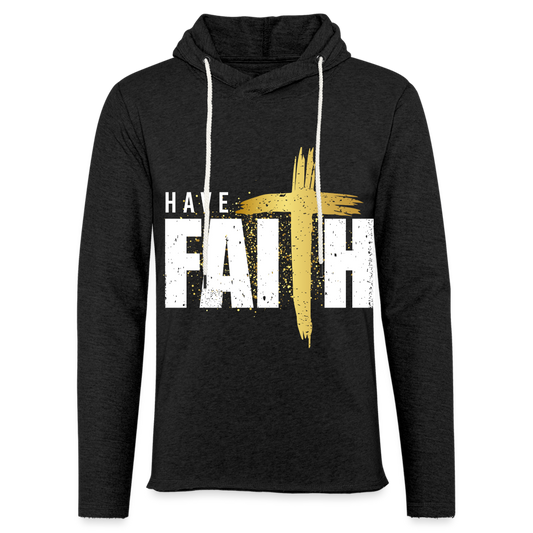 Have Faith Lightweight Terry Hoodie - charcoal grey