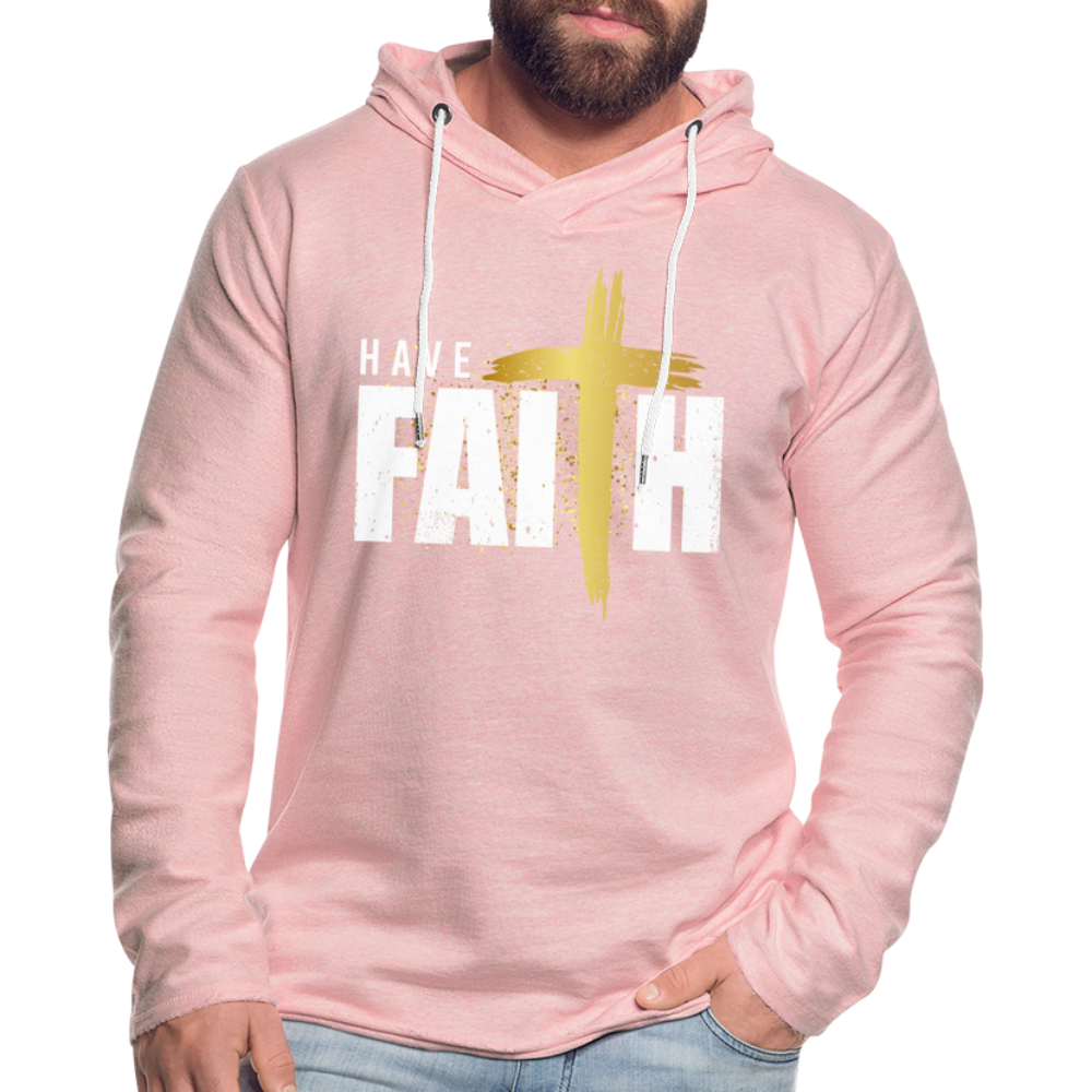 Have Faith Lightweight Terry Hoodie - cream heather pink