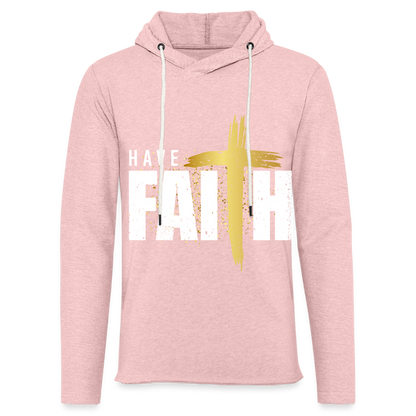 Have Faith Lightweight Terry Hoodie - cream heather pink