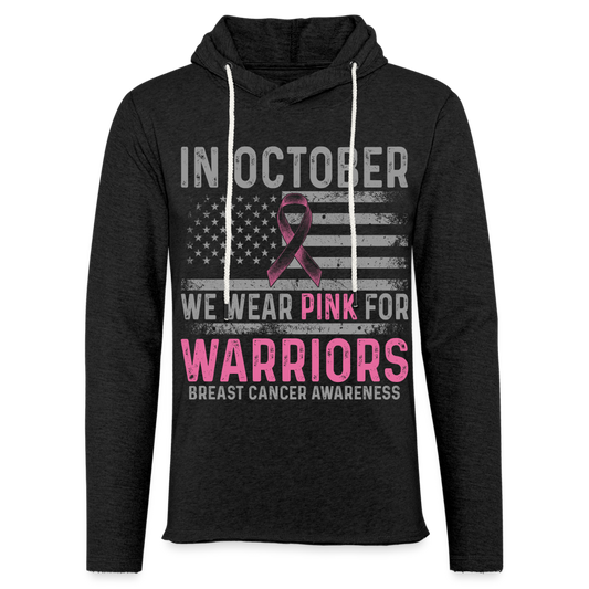 October Wear Pink for Breast Cancer Awareness Lightweight Terry Hoodie - charcoal grey