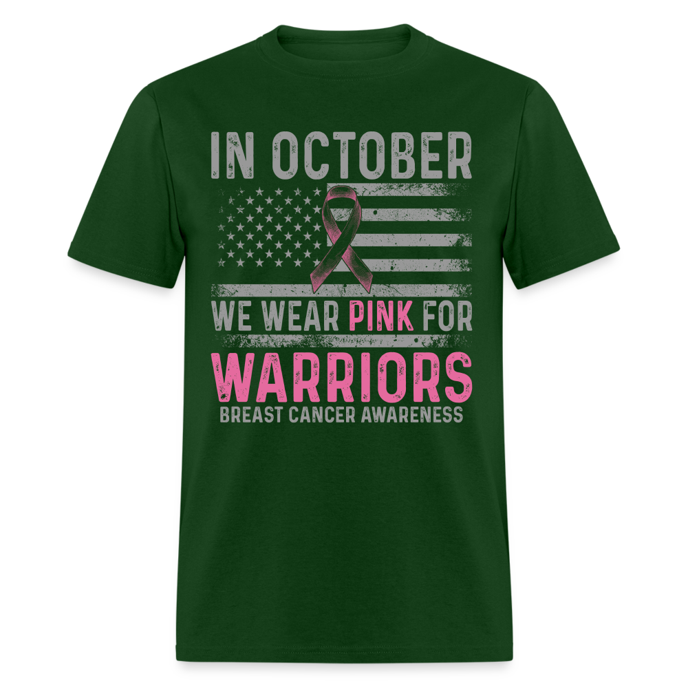 October Wear Pink for Breast Cancer Awareness T-Shirt - forest green