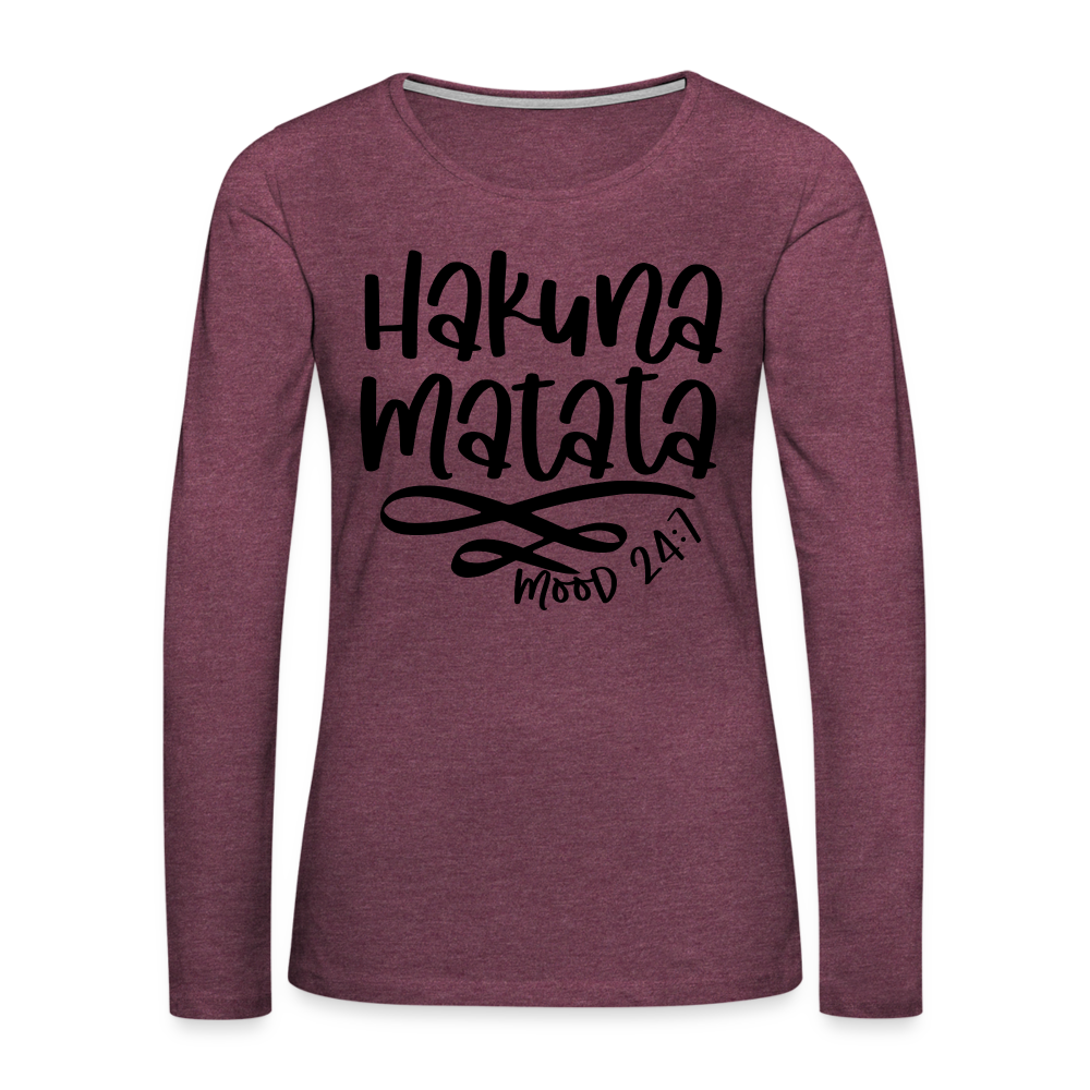 Hakuna Matata Women's Premium Long Sleeve T-Shirt - heather burgundy