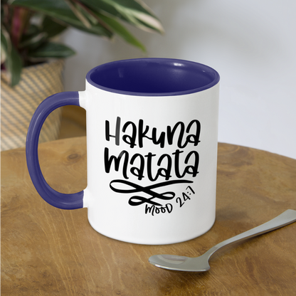 Hakuna Matata Coffee Mug - white/cobalt blue