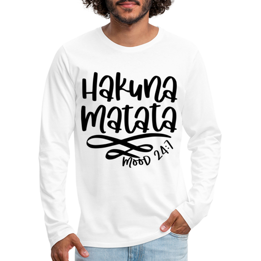 Hakuna Matata Men's Premium Long Sleeve T-Shirt - white