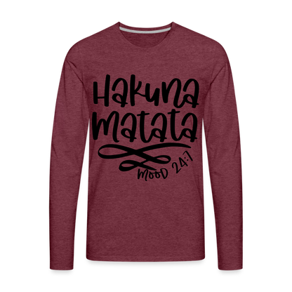 Hakuna Matata Men's Premium Long Sleeve T-Shirt - heather burgundy