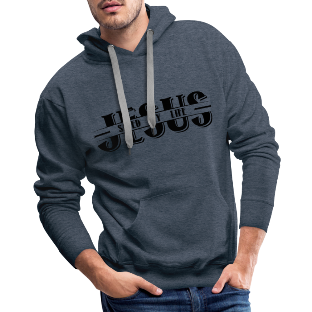 Jesus Saved My Life Men’s Premium Hoodie - heather denim