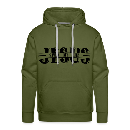 Jesus Saved My Life Men’s Premium Hoodie - olive green