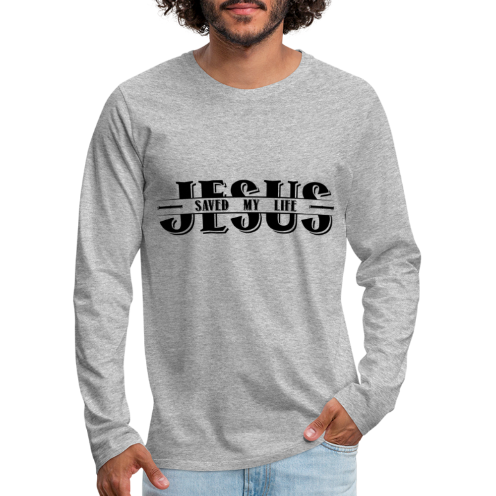 Jesus Saved My Life Men's Long Sleeve T-Shirt - heather gray