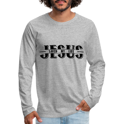 Jesus Saved My Life Men's Long Sleeve T-Shirt - heather gray