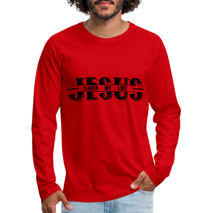 Jesus Saved My Life Men's Long Sleeve T-Shirt - red