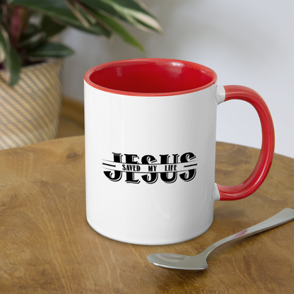 Jesus Saved My Life Coffee Mug - white/red