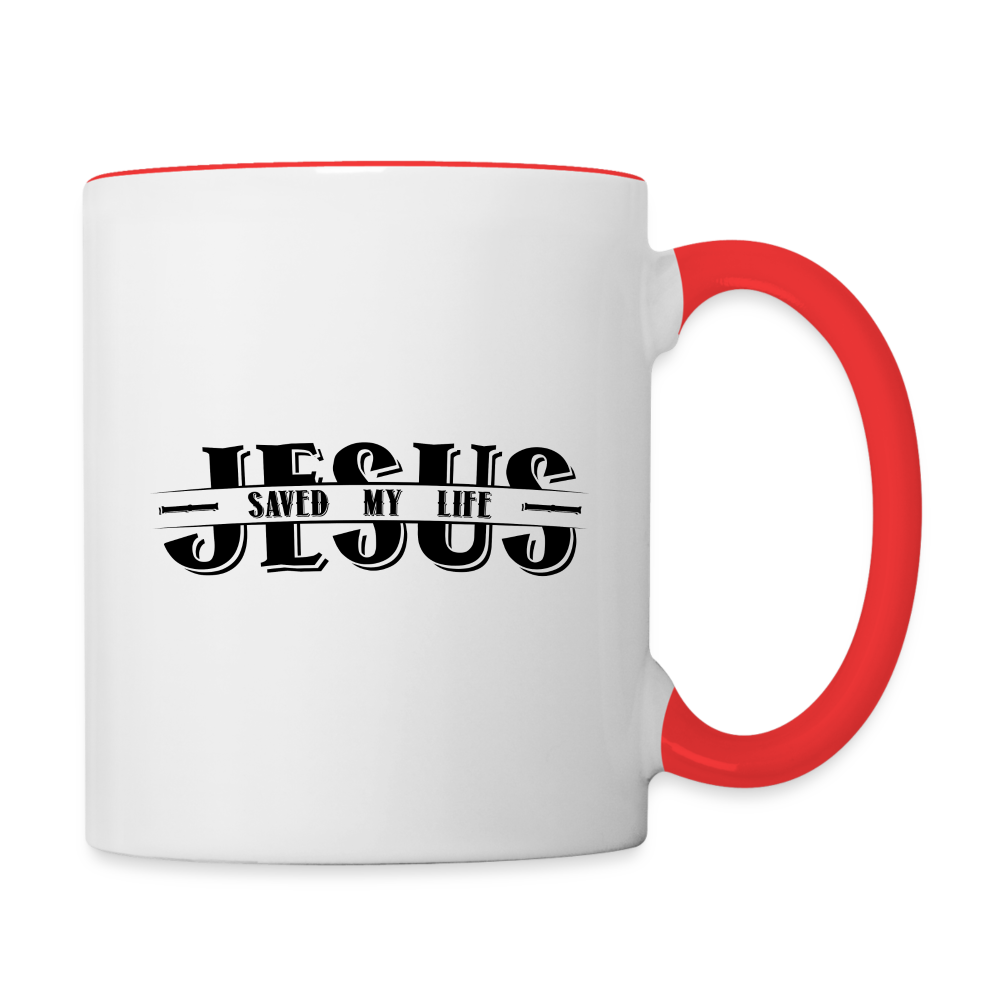 Jesus Saved My Life Coffee Mug - white/red