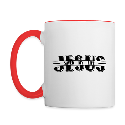 Jesus Saved My Life Coffee Mug - white/red