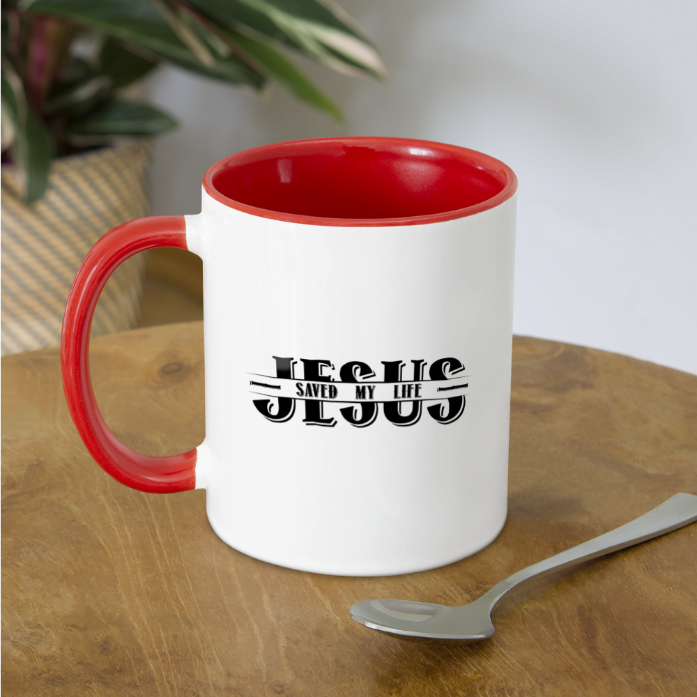 Jesus Saved My Life Coffee Mug - white/red