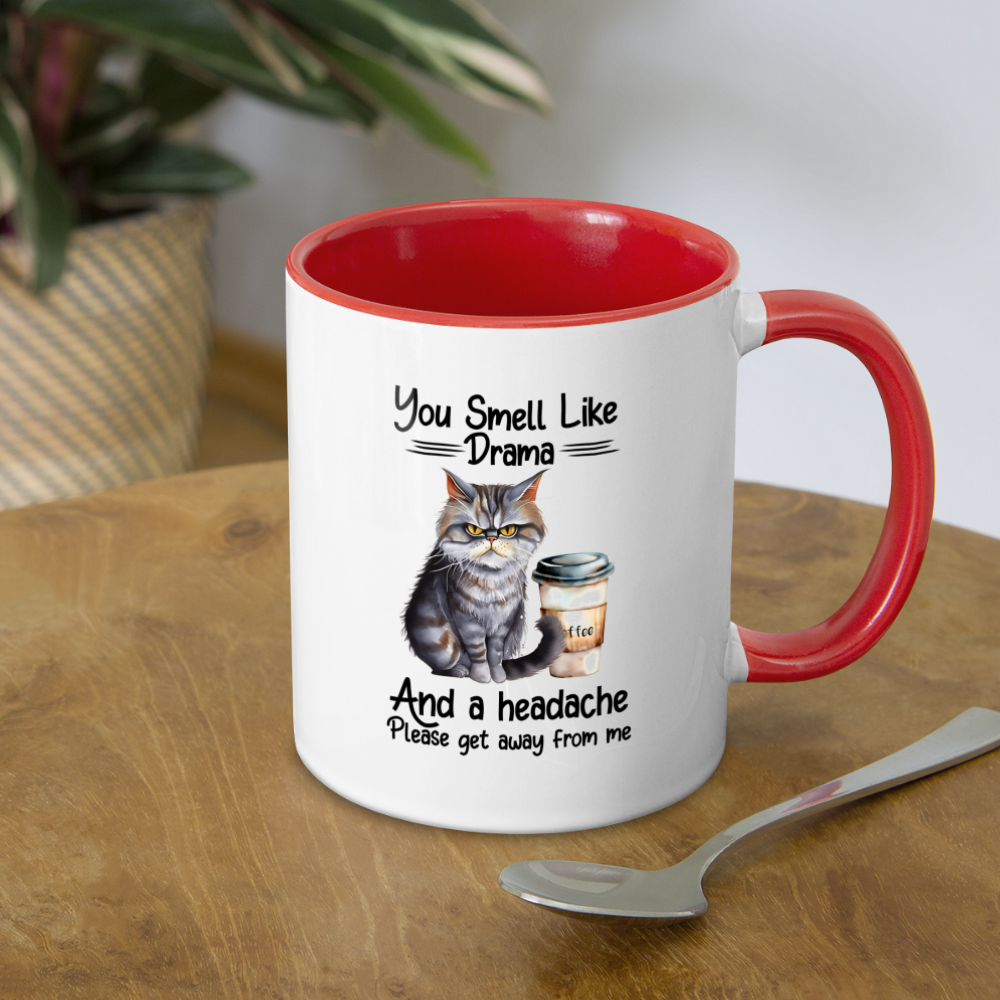 You Smell Like Drama Coffee Mug - white/red
