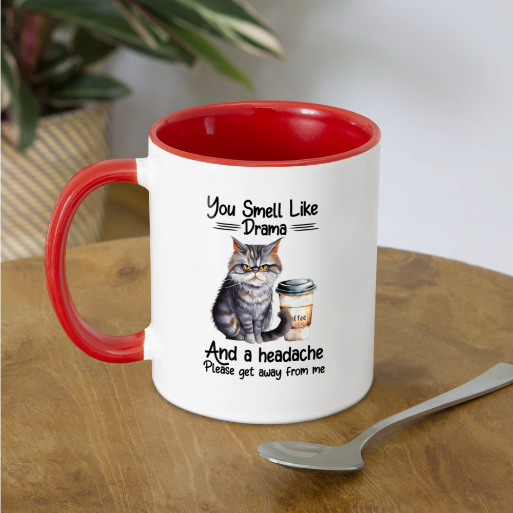 You Smell Like Drama Coffee Mug - white/red