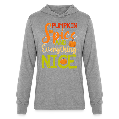 Pumpkin Spice and Everything Nice Long Sleeve Hoodie Shirt - heather grey