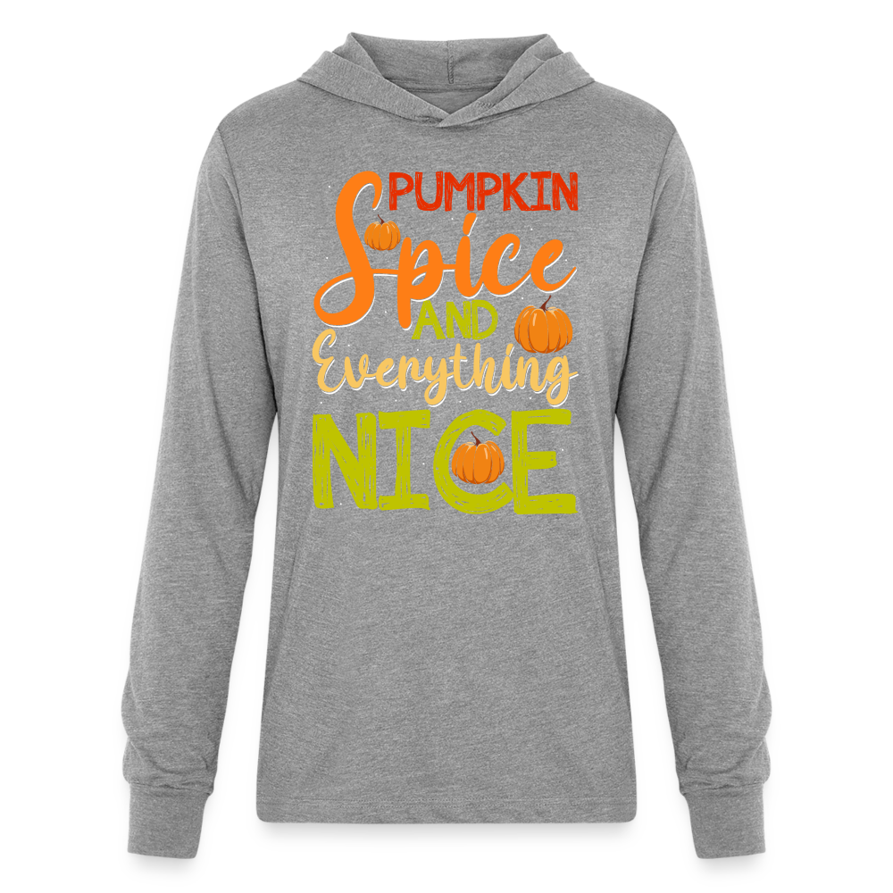 Pumpkin Spice and Everything Nice Long Sleeve Hoodie Shirt - heather grey