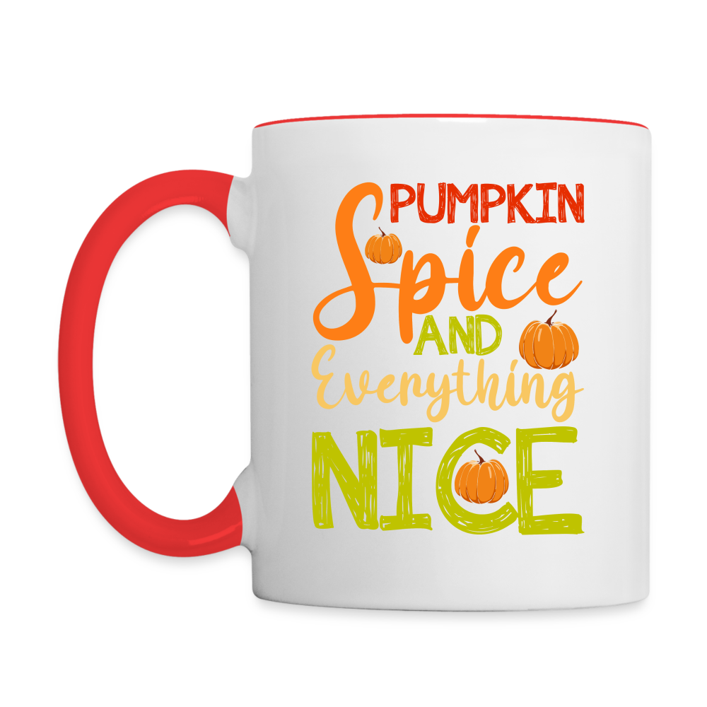 Pumpkin Spice and Everything Nice Coffee Mug - white/red