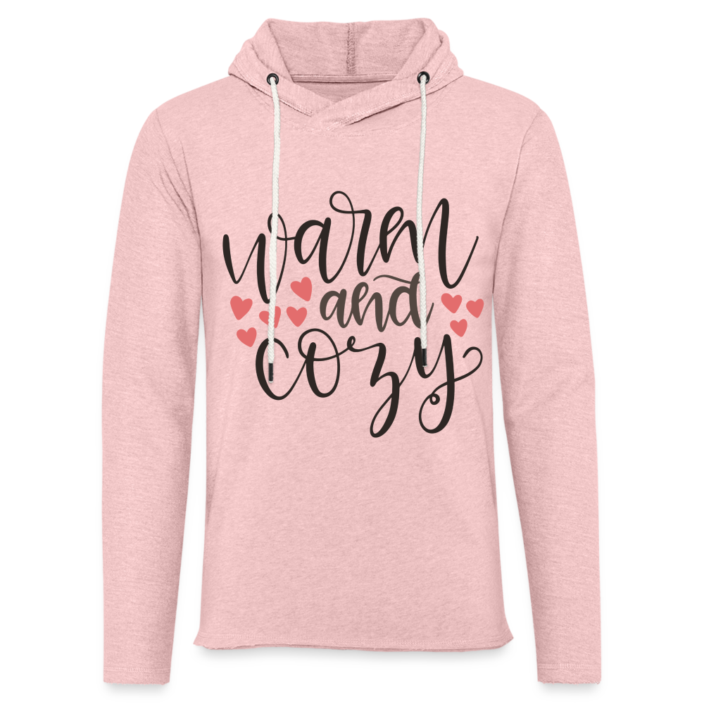 Warm and Cozy Lightweight Terry Hoodie - cream heather pink