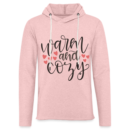 Warm and Cozy Lightweight Terry Hoodie - cream heather pink