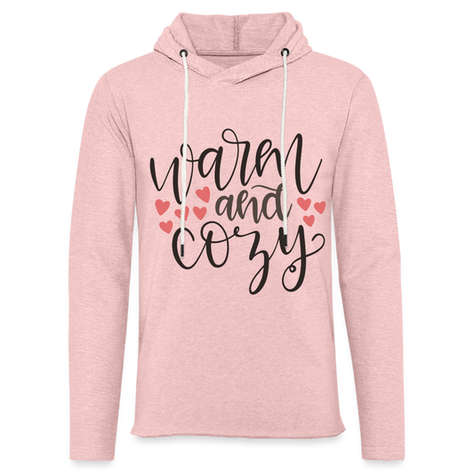 Warm and Cozy Lightweight Terry Hoodie - cream heather pink