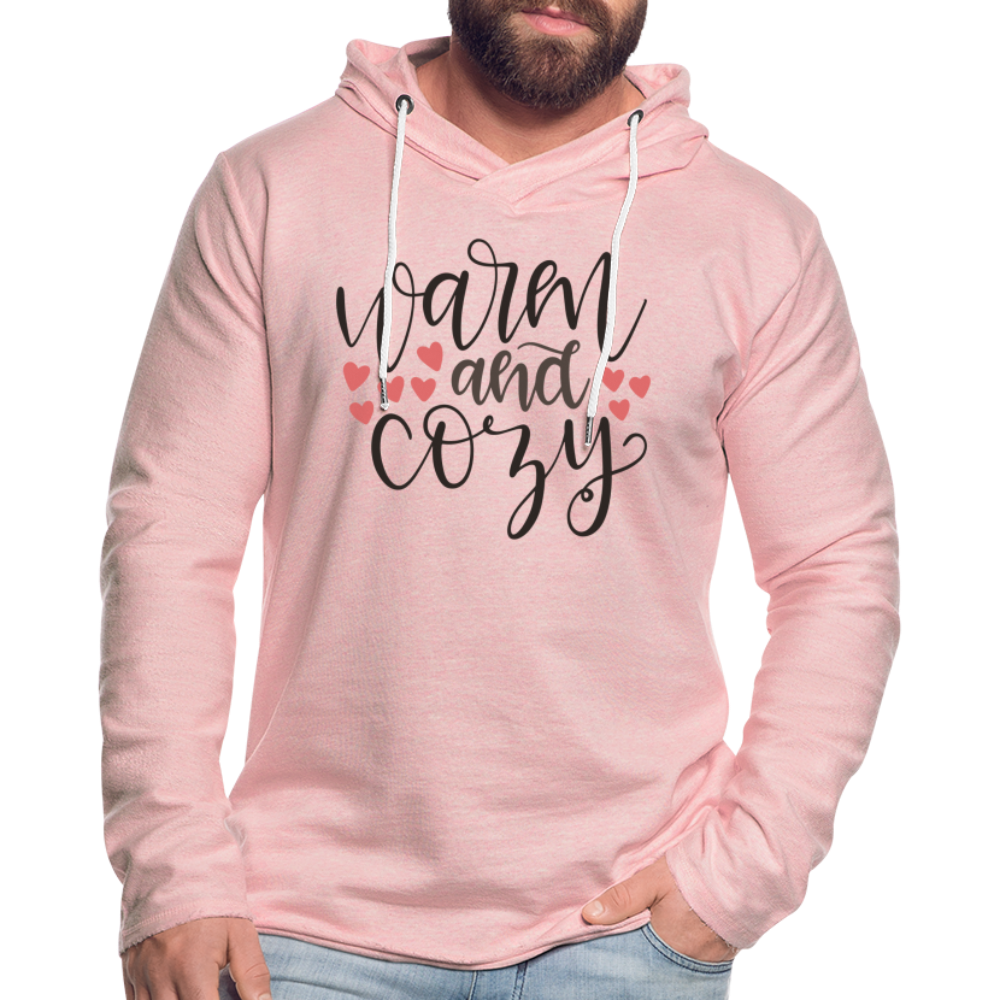 Warm and Cozy Lightweight Terry Hoodie - cream heather pink