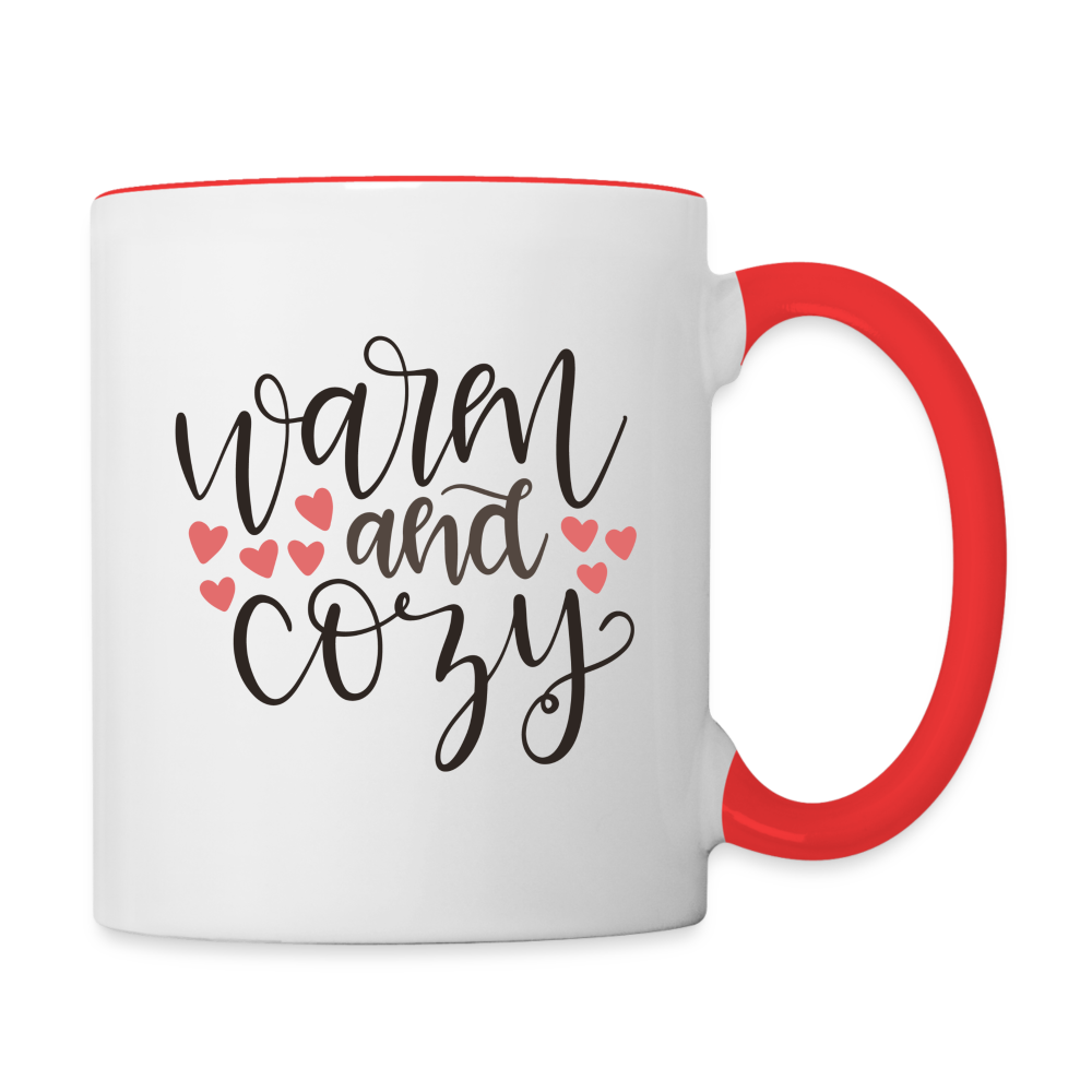 Warm and Cozy Coffee Mug - white/red