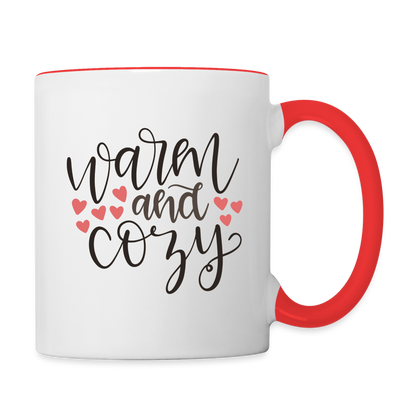 Warm and Cozy Coffee Mug - white/red