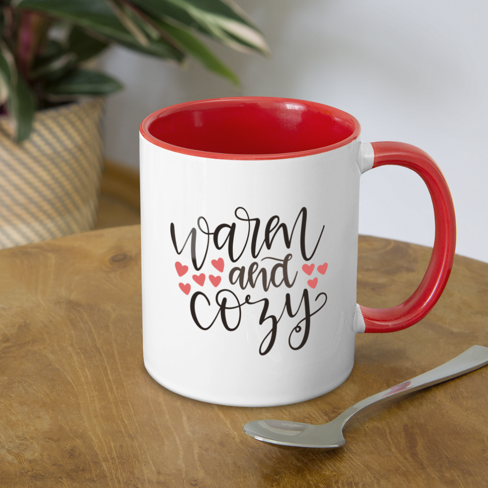 Warm and Cozy Coffee Mug - white/red