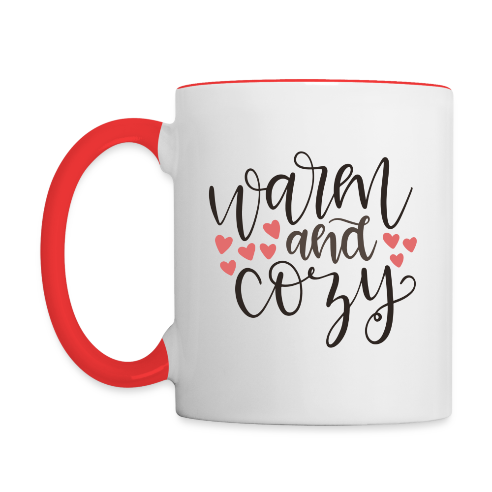 Warm and Cozy Coffee Mug - white/red