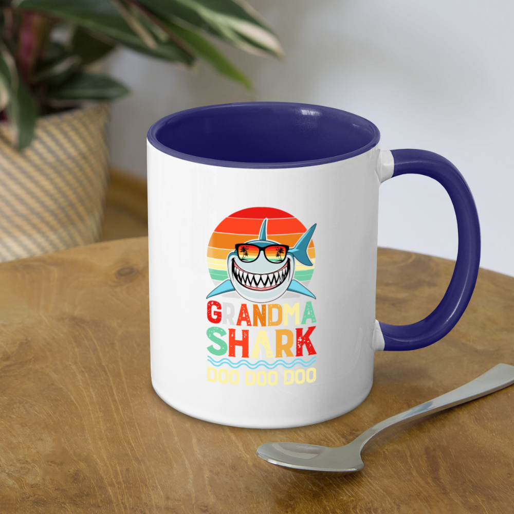 Grandma Shark Doo Doo Doo Coffee Mug - white/cobalt blue