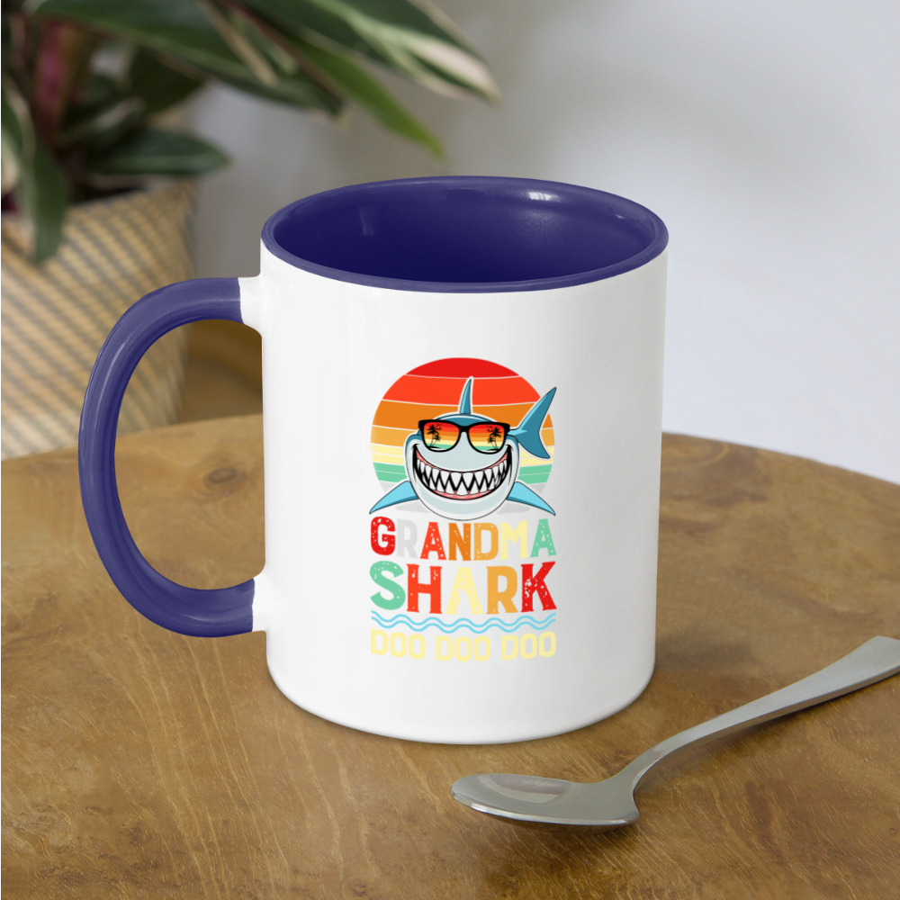 Grandma Shark Doo Doo Doo Coffee Mug - white/cobalt blue