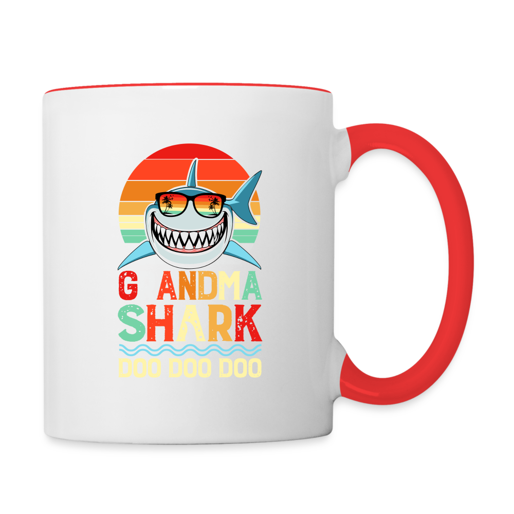 Grandma Shark Doo Doo Doo Coffee Mug - white/red