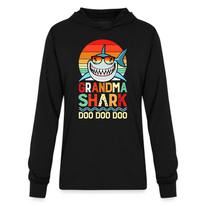 Grandma Shark Doo Doo Doo Long Sleeve Hoodie Shirt - black