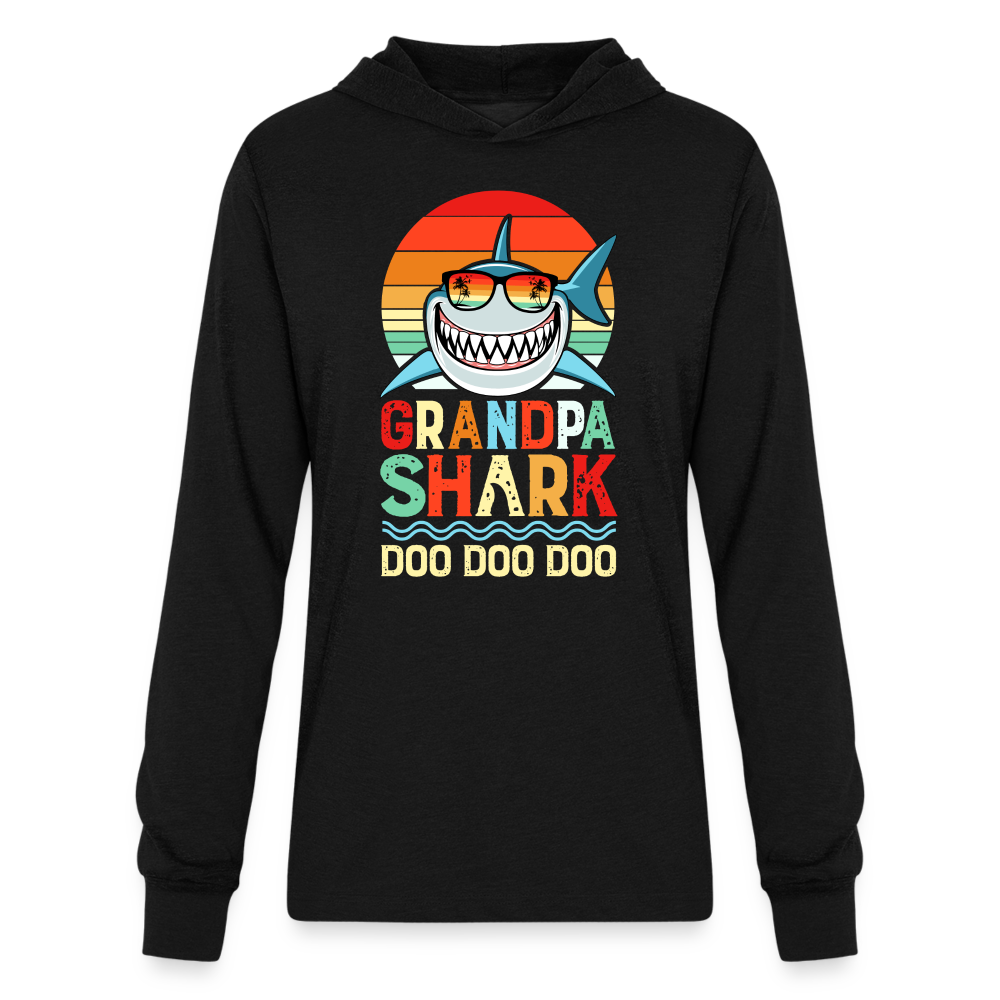 Grandpa Shark Doo Doo Doo Long Sleeve Hoodie Shirt - black
