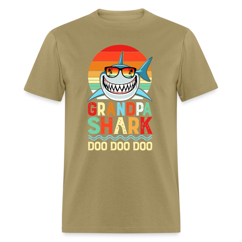 Grandpa Shark Doo Doo Doo T-Shirt - khaki