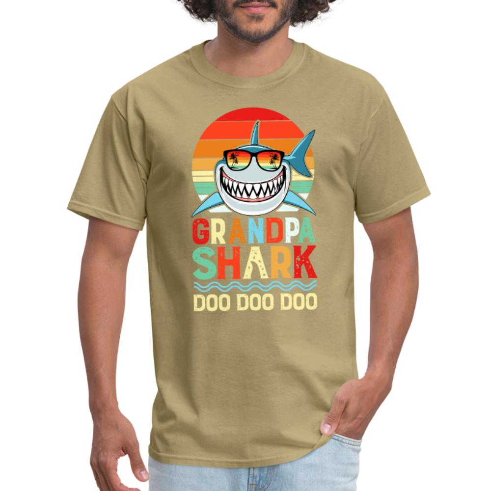Grandpa Shark Doo Doo Doo T-Shirt - khaki