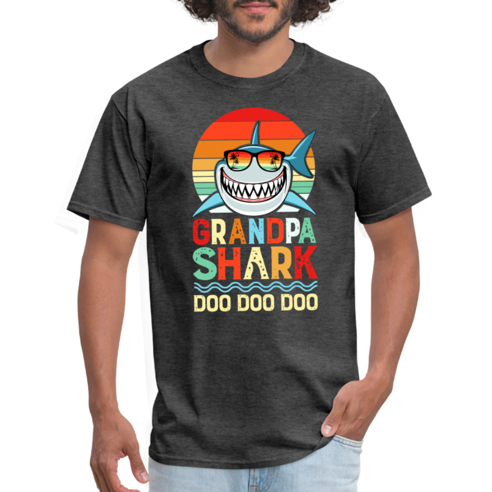 Grandpa Shark Doo Doo Doo T-Shirt - heather black
