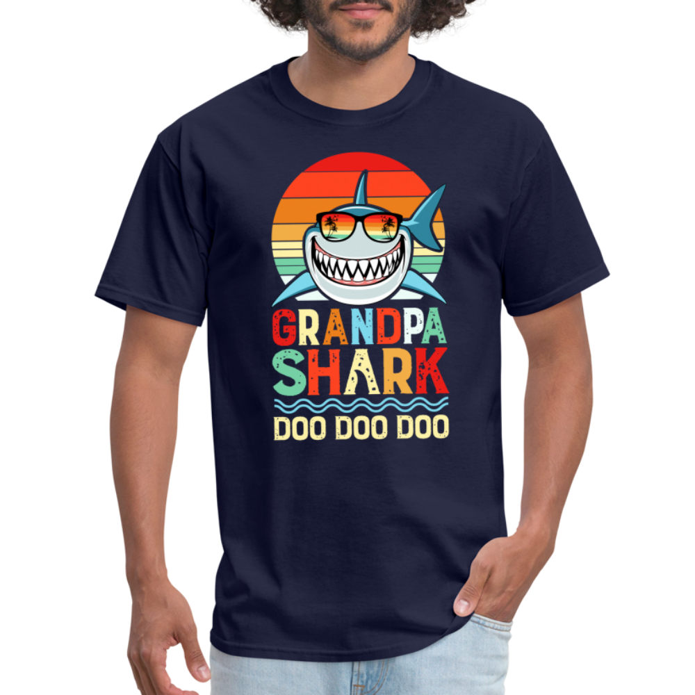 Grandpa Shark Doo Doo Doo T-Shirt - navy