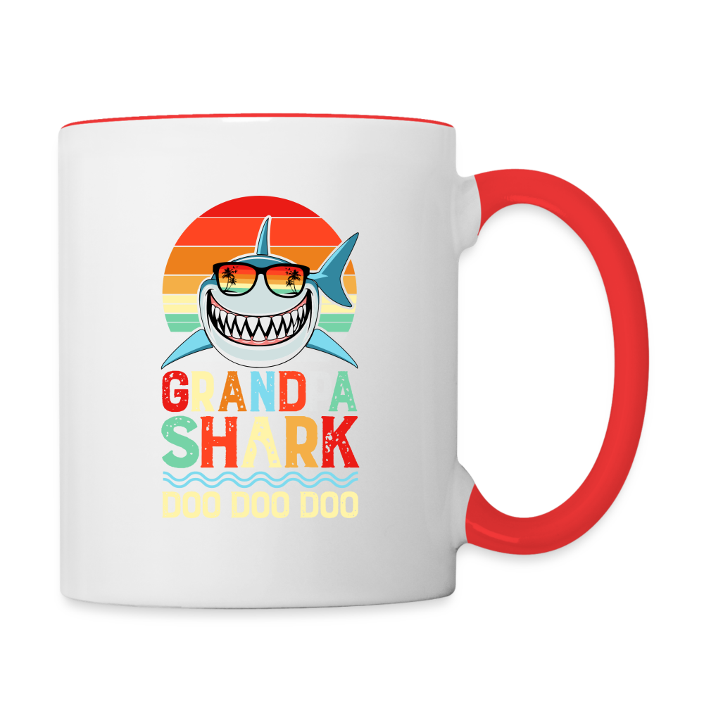 Grandpa Shark Doo Doo Doo Coffee Mug - white/red