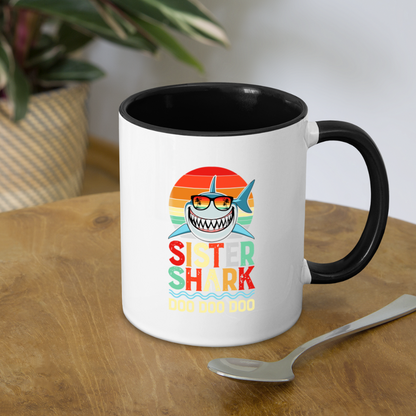 Sister Shark Doo Doo Doo Coffee Mug - white/black