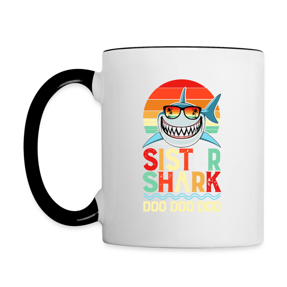Sister Shark Doo Doo Doo Coffee Mug - white/black