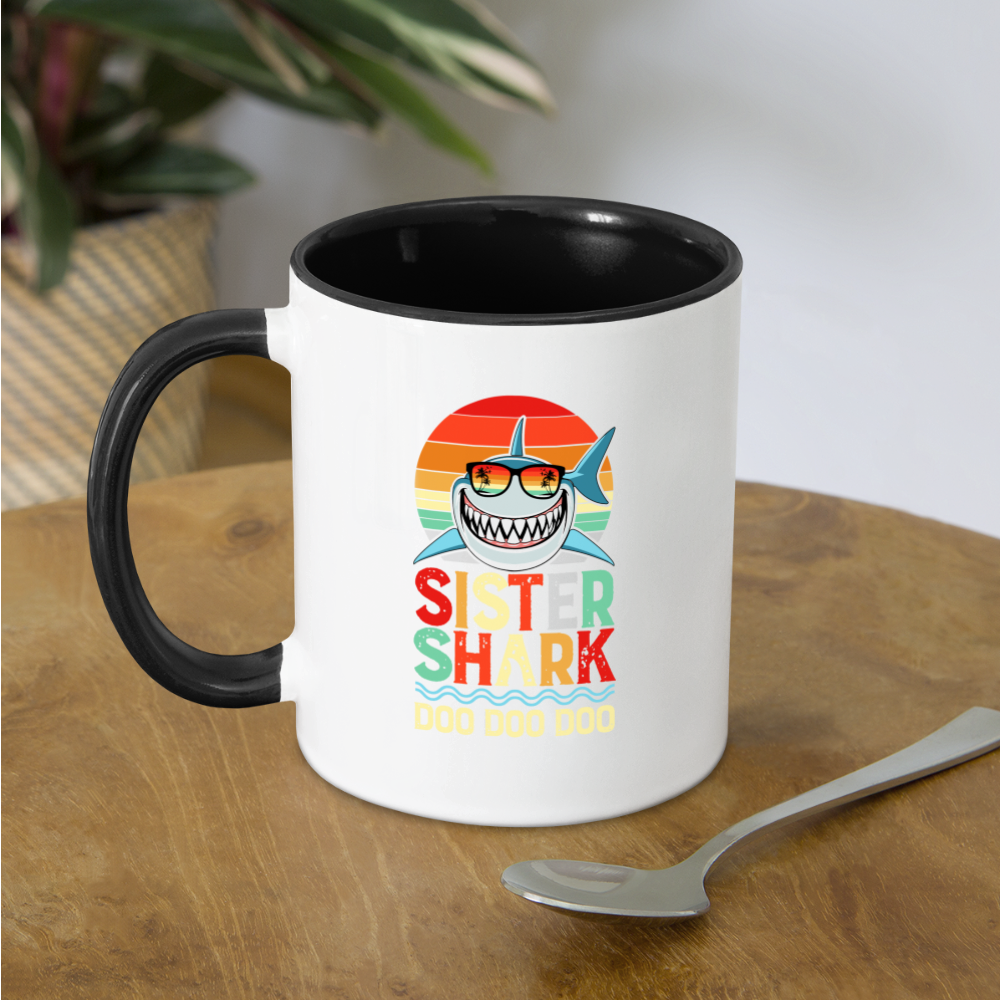Sister Shark Doo Doo Doo Coffee Mug - white/black