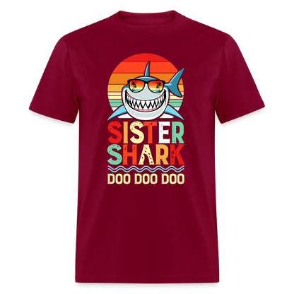 Sister Shark Doo Doo Doo T-Shirt - burgundy