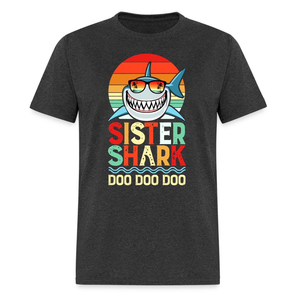 Sister Shark Doo Doo Doo T-Shirt - heather black