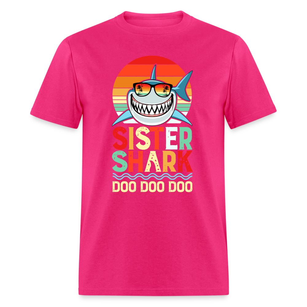 Sister Shark Doo Doo Doo T-Shirt - fuchsia