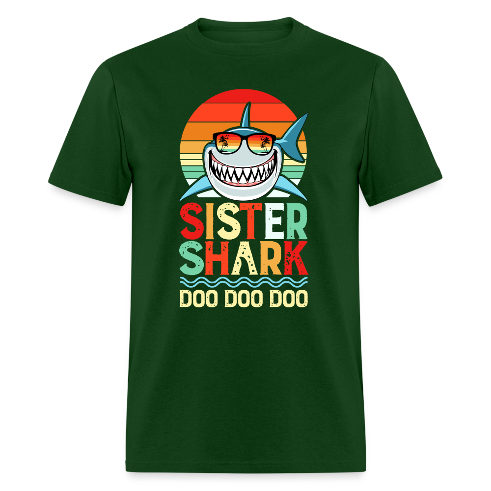 Sister Shark Doo Doo Doo T-Shirt - forest green