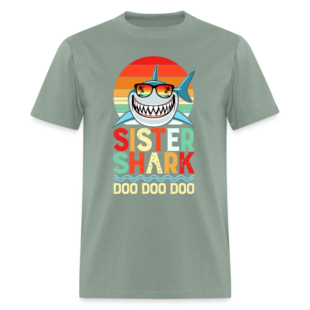Sister Shark Doo Doo Doo T-Shirt - sage